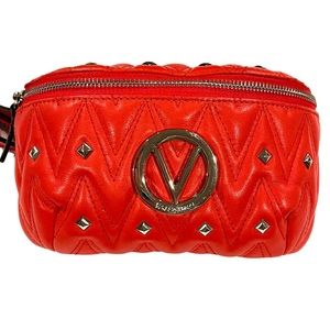 EUC-Valentino by Mario Valentino Red Leather Studded Belt Bag